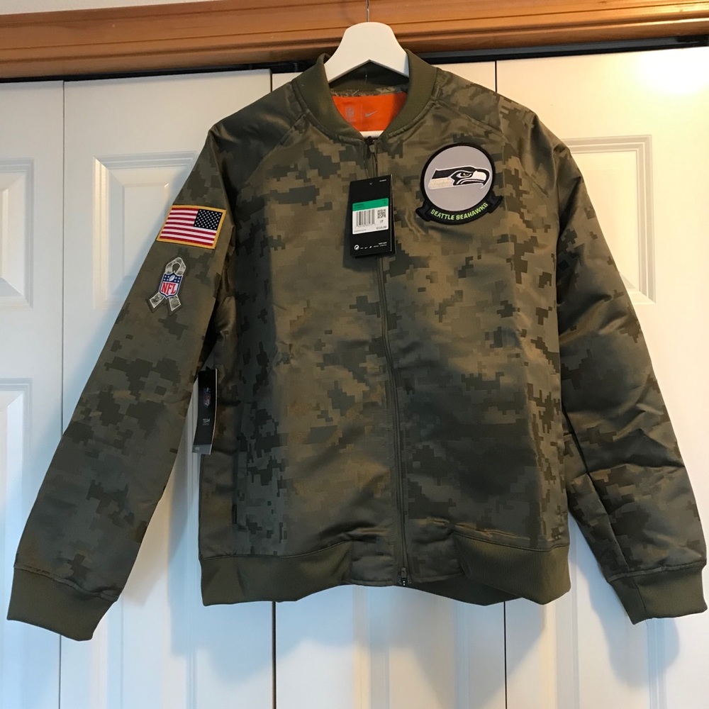 NWT Seattle Seahawks Camo Bomber Jacket